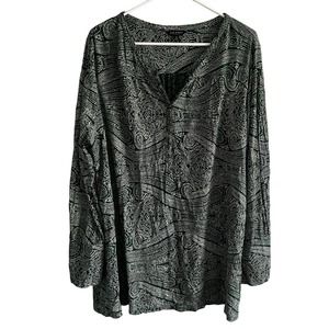 Lucky Brand women's 2X Tunic Top Green Henley